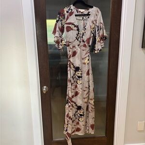 Lovestitch Floral Dress - Cream and Purple